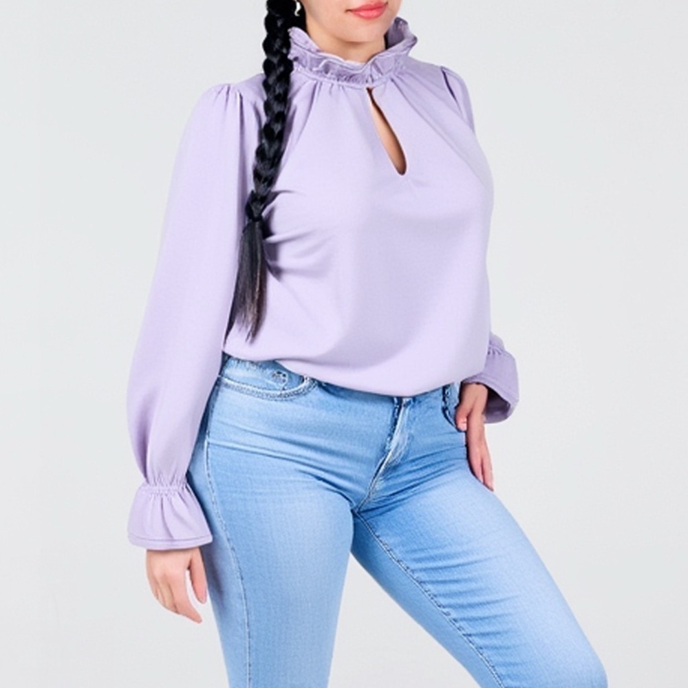 J.Crew Lavender  Ruffled Long Sleeve Blouse Size Mediium
